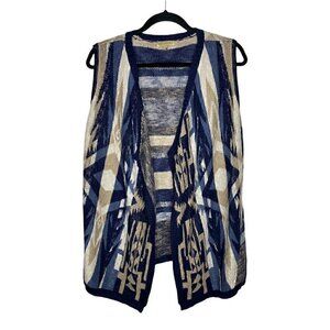Democracy Cardigan Size M Women's Aztec Sleeveless Open Front Soft Multicolor